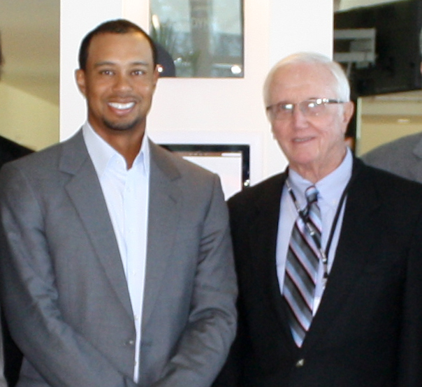 Dale Dykema and Tiger Woods in Anaheim